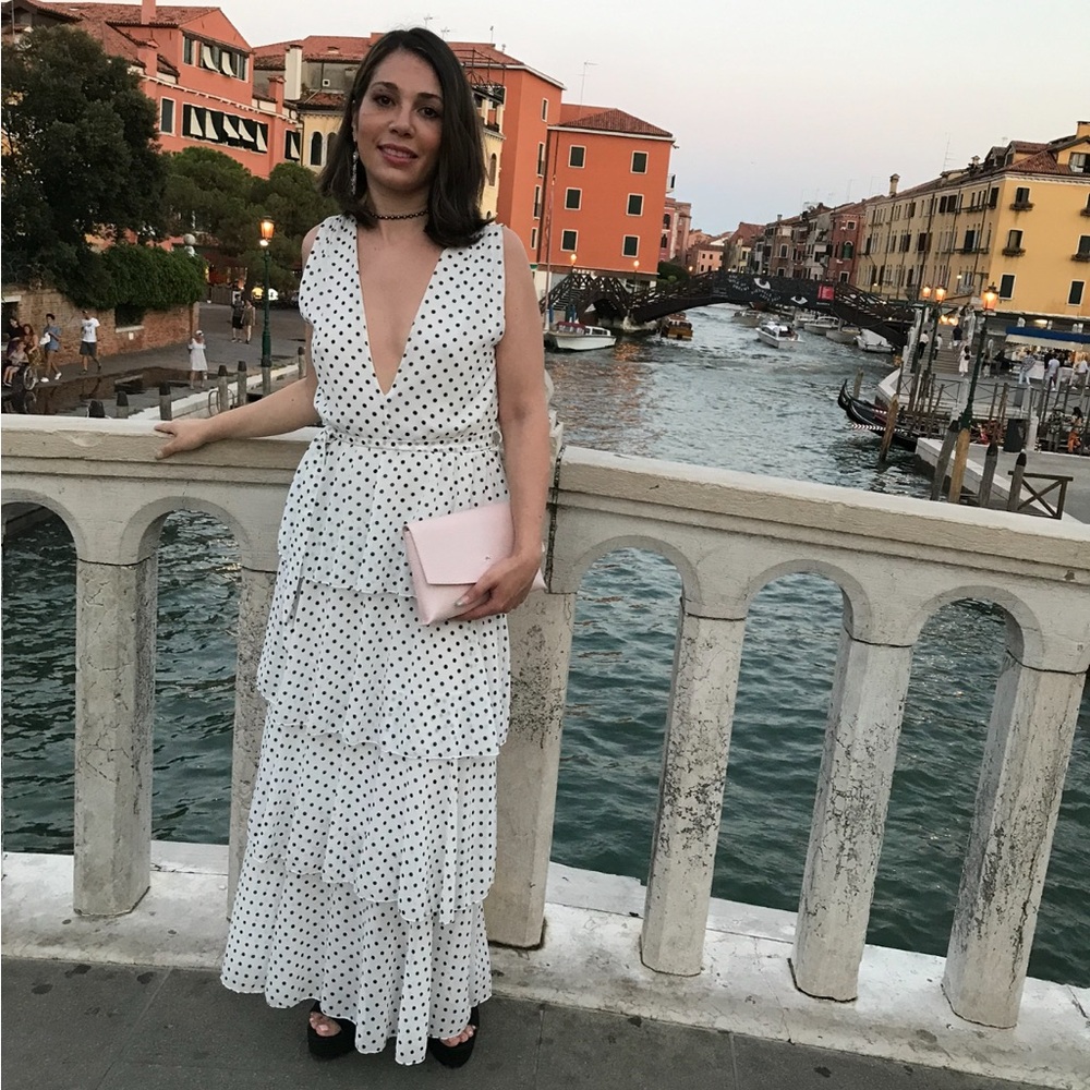 Trendy Boutique Black and White Polka Dot Maxi Dress